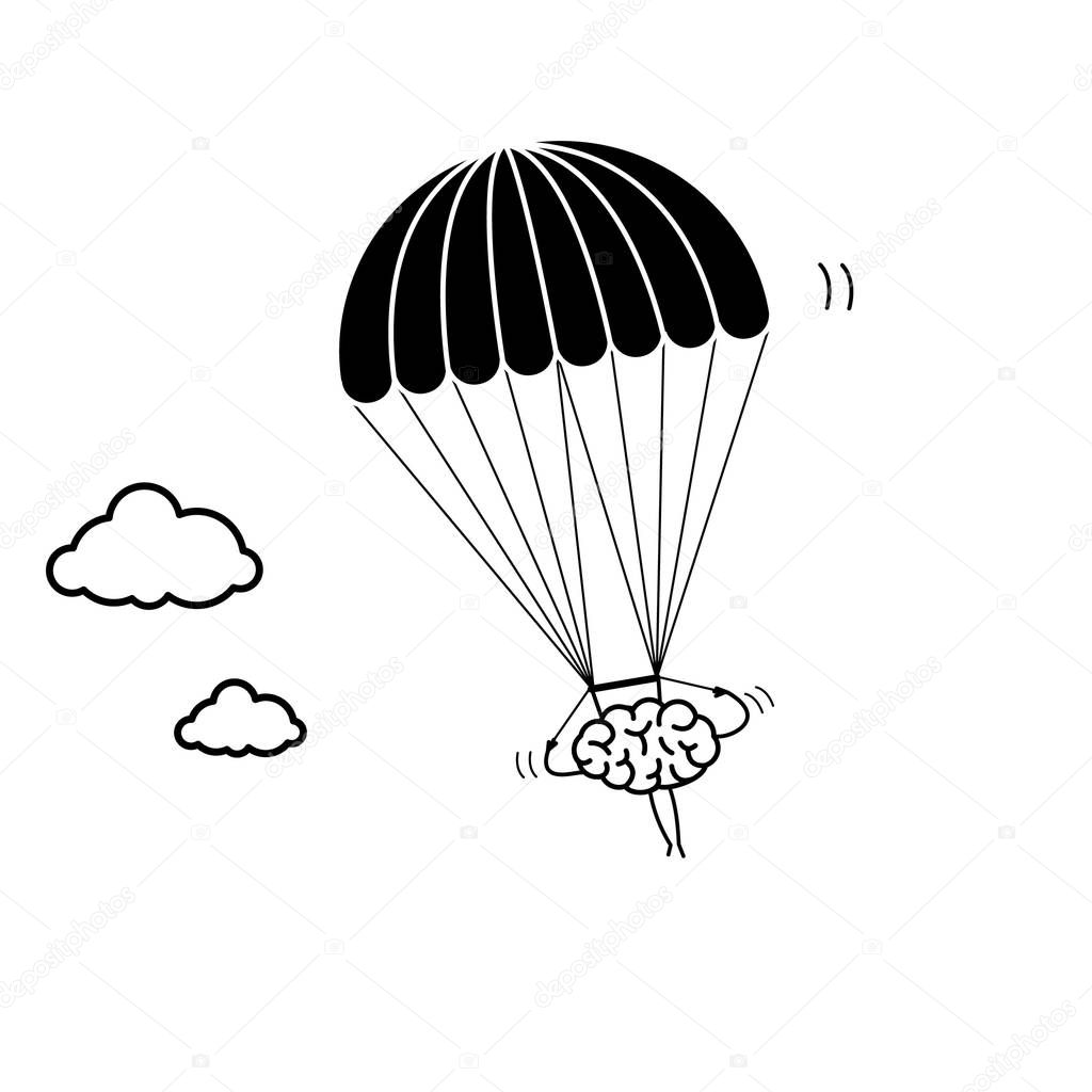 Brain flying on parachute