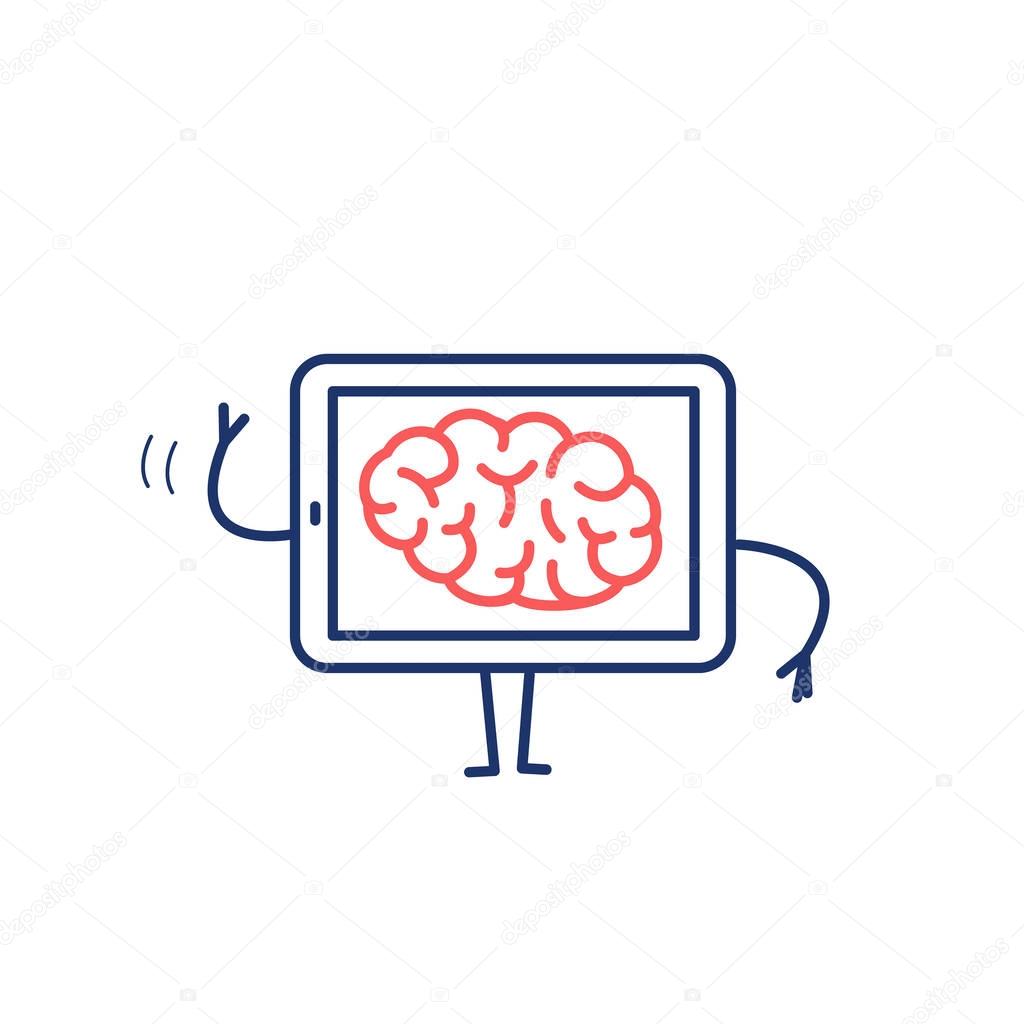 illustration of brain inside tablet