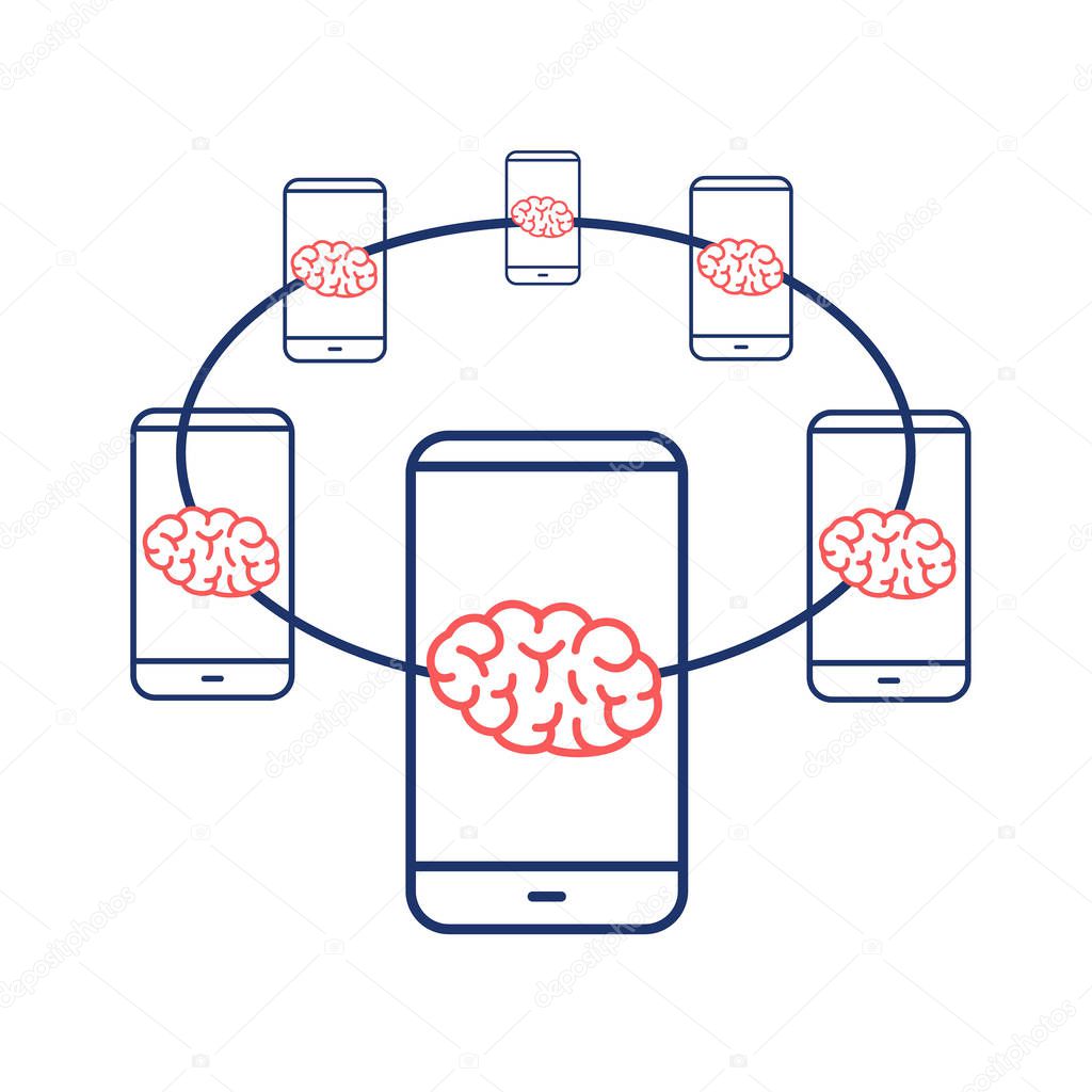  brain network connected with smartphones