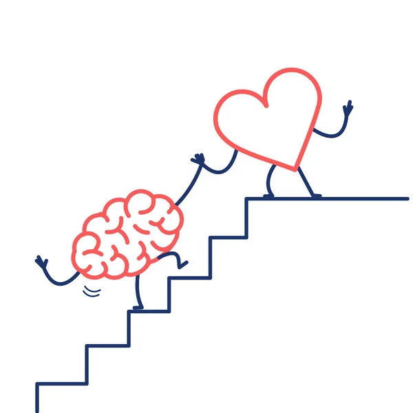 Szív együttműködve agy a lépcsőn — Stock Vector