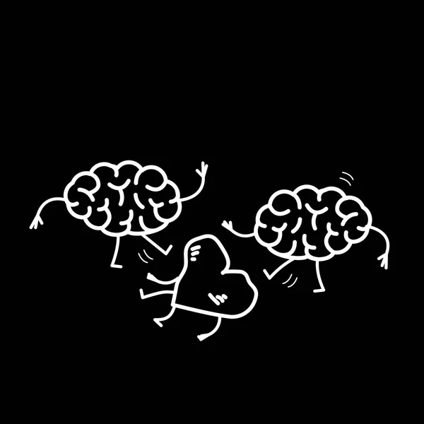 2 つの脳が心を攻撃 — ストックベクタ