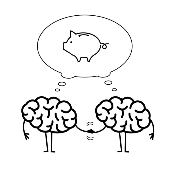 Cooperación empresarial entre dos cerebros — Archivo Imágenes Vectoriales