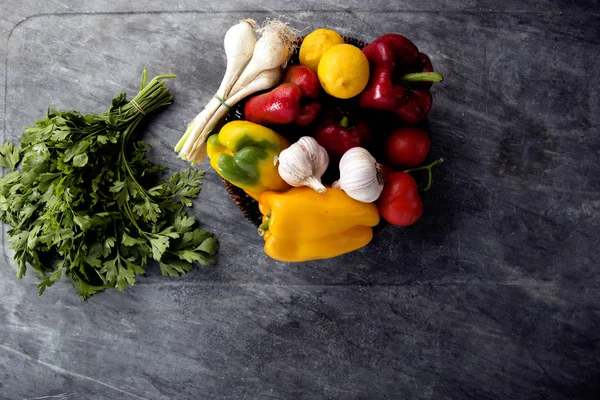 Pietruszka i warzywa widziany z góry — Zdjęcie stockowe