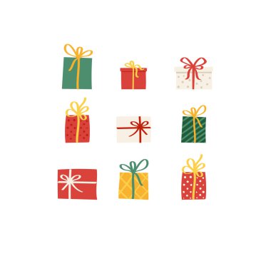 Kurdeleli renkli hediye kutusu.