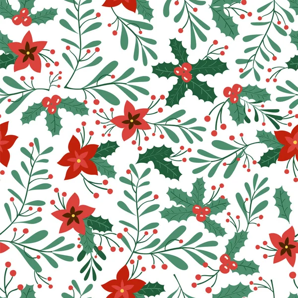 Зеленая ветка - Цветок Рождества, омела, лист — стоковый вектор