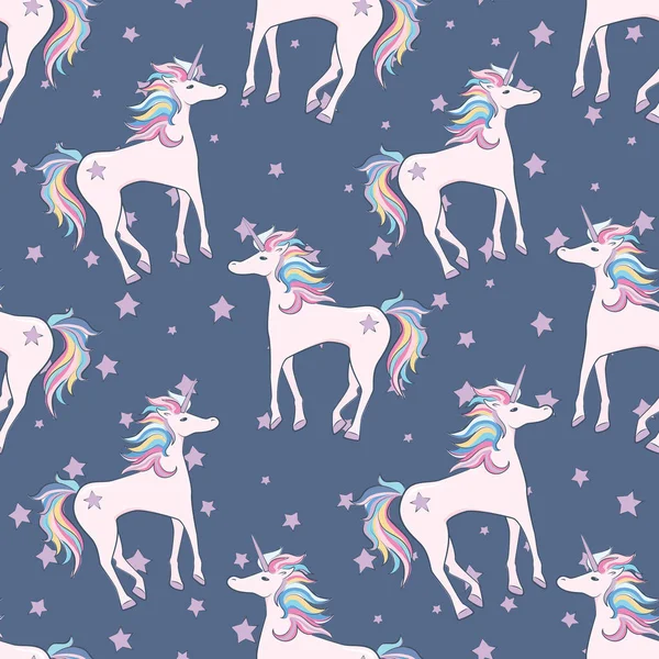 Unicornio en color Pastel con estampado Stars Seamless — Archivo Imágenes Vectoriales