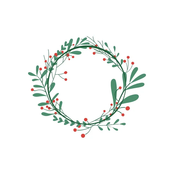 Стильная цветочная рама для рождественской открытки с еловыми ветвями и цветами — стоковый вектор