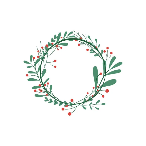 Marco de flores de hierbas con estilo para la tarjeta de Navidad con ramas de abeto y flores — Archivo Imágenes Vectoriales