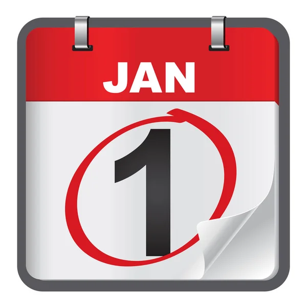 1 stycznia kalendarz na białym tle. — Wektor stockowy