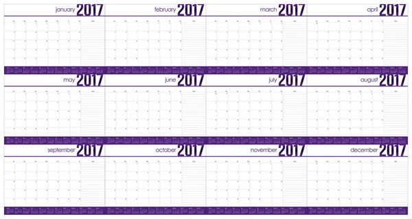 2017 календар таблиці векторний шаблон дизайну — стоковий вектор
