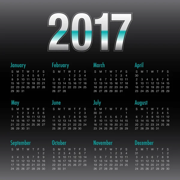 Año 2017 Plantilla de diseño de vector de calendario — Vector de stock