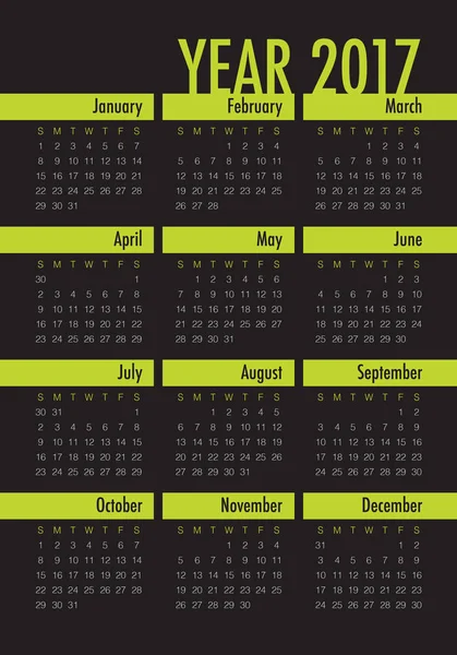 Año 2017 Plantilla de diseño de vector de calendario — Vector de stock