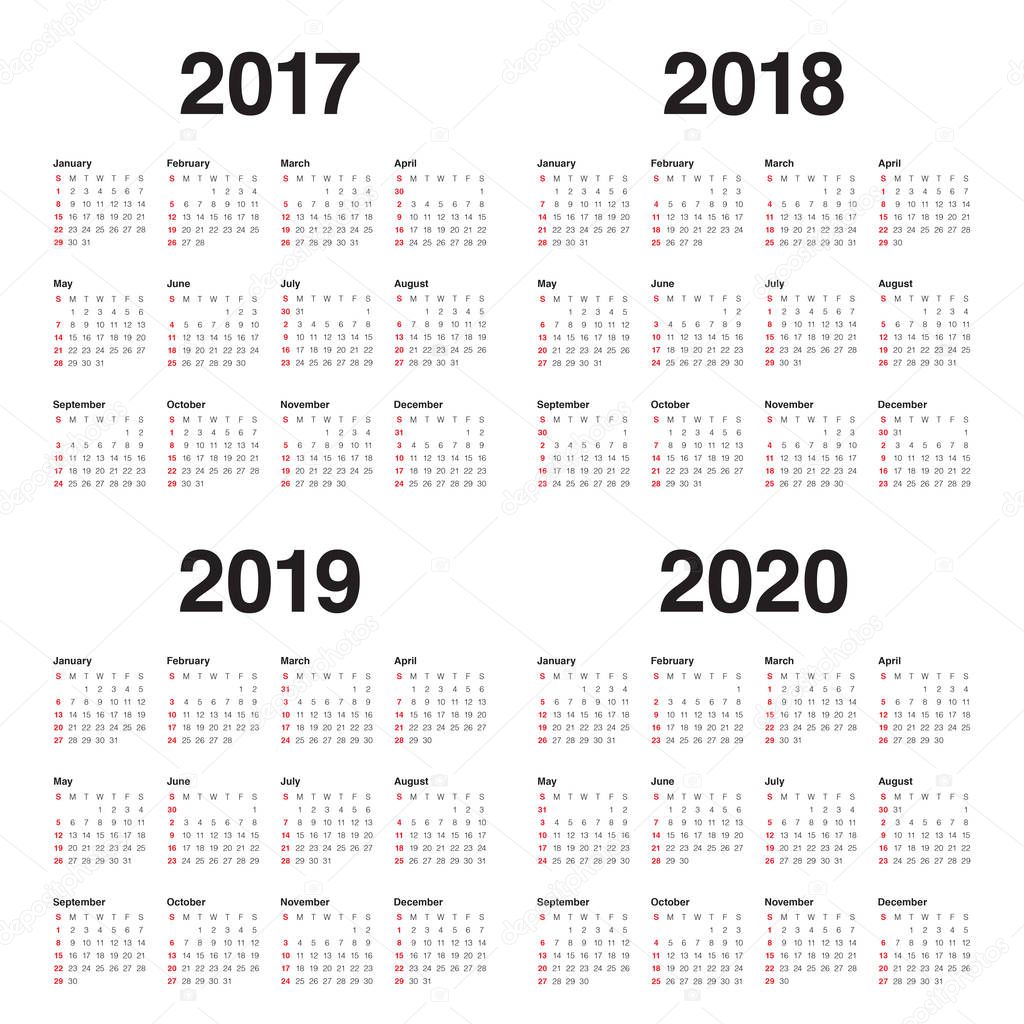 Simple Calendar Template For 17 To Stock Vector Image By C Dolphfynlow