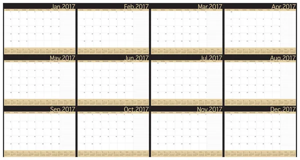 Año 2017 tabla calendario vector diseño plantilla — Archivo Imágenes Vectoriales