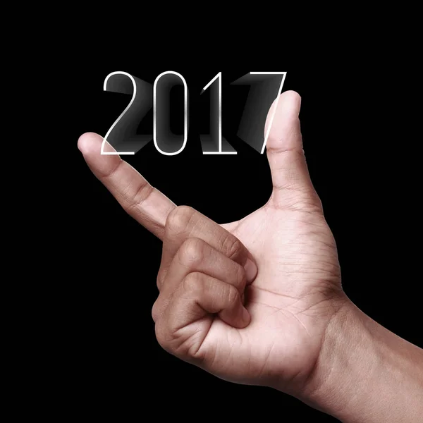 Neues Jahr 2017 mit Hand. — Stockfoto