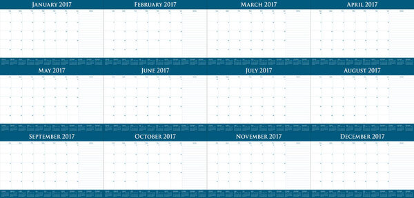 Шаблон векторного дизайна календаря 2017 года
