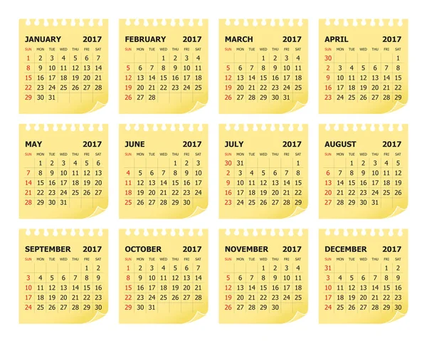 Year 2017 Calendar vector design template — Stock Vector