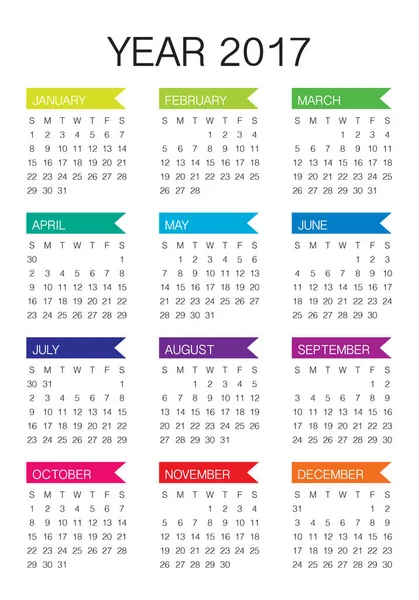 2017 Календар векторний шаблон дизайну — стоковий вектор