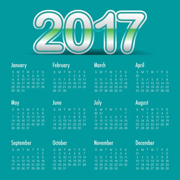 Szablon projektu wektor Kalendarz roku 2017 — Wektor stockowy