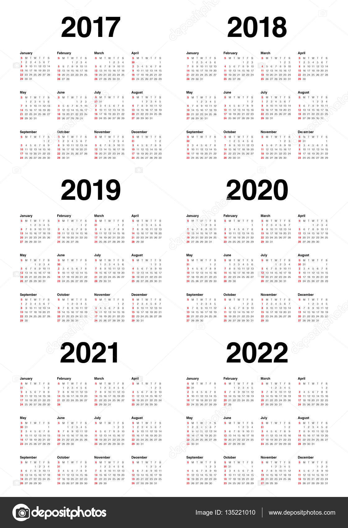 Simple Calendar Template For 17 To 22 Stock Vector Image By C Dolphfynlow