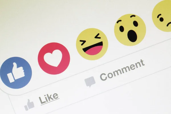 Facebook lancia cinque nuovi pulsanti di reazioni — Foto Stock