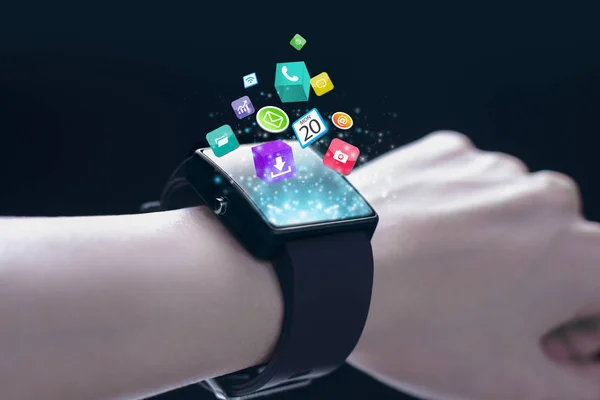 Smartwatch ile App simgeleri — Stok fotoğraf