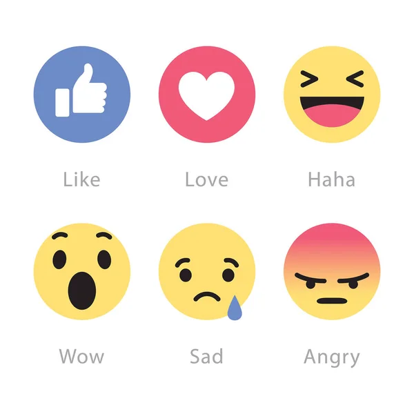 Facebook rullar ut fem nya reaktioner knappar — Stock vektor