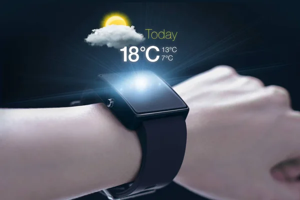 Weather report icon with smartwatch