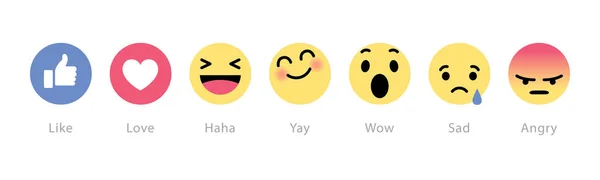 Facebook rolls out five new reactions buttons — Stock Vector