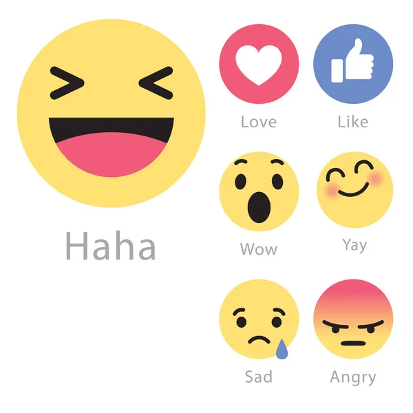 Facebook w rolkach o pięć nowych ikon emotikon — Wektor stockowy