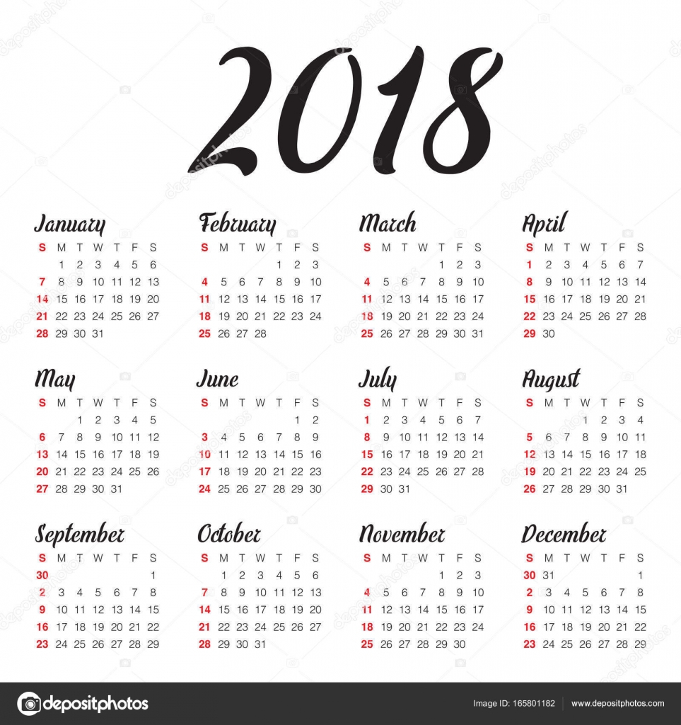 年 18年カレンダー ベクター デザイン テンプレート ストックベクター C Dolphfynlow