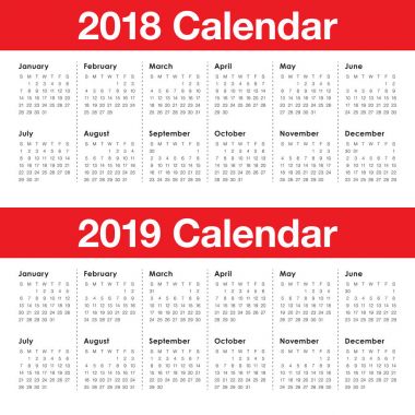 Yıl 2018 2019 takvim vektör