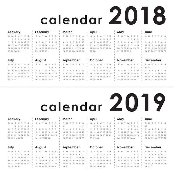 Yıl 2018 2019 takvim vektör