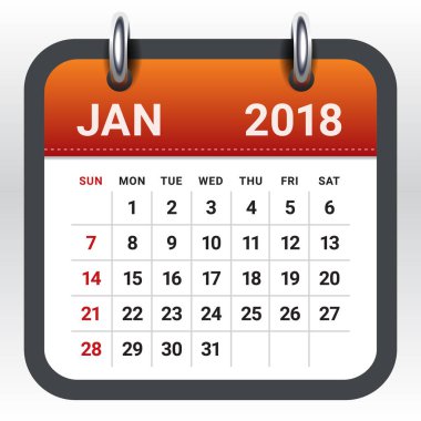 Ocak 2018 takvim vektör çizim