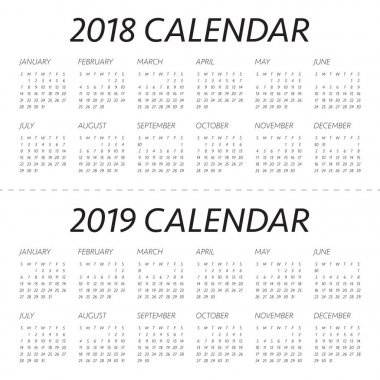 Yıl 2018 2019 takvim vektör