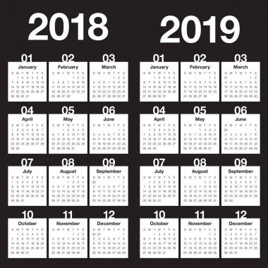 Yıl 2018 2019 takvim vektör