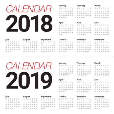 Yıl 2018 2019 takvim vektör