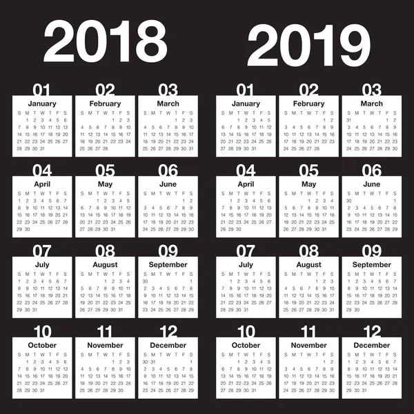 Yıl 2018 2019 takvim vektör