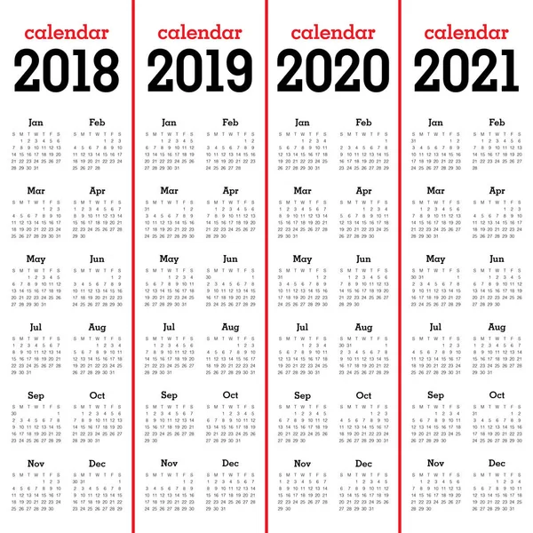 2018 год 2020 2021 календарный вектор — стоковый вектор