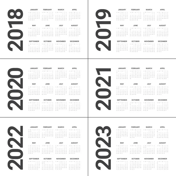 Yıl 2018 2019 2020 2021 2022 2023 takvim vektör