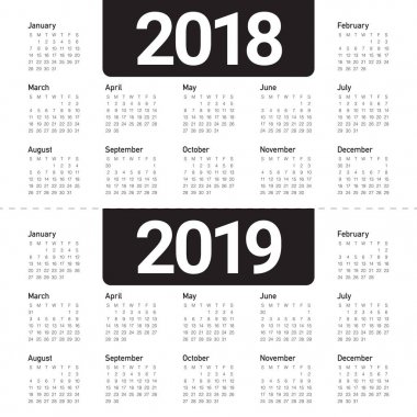 Yıl 2018 2019 takvim vektör