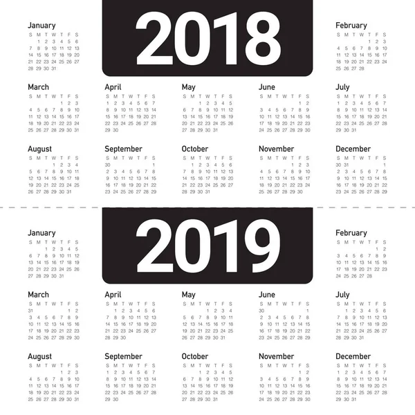 Yıl 2018 2019 takvim vektör