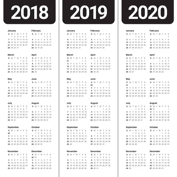 Календарный вектор 2020 года — стоковый вектор