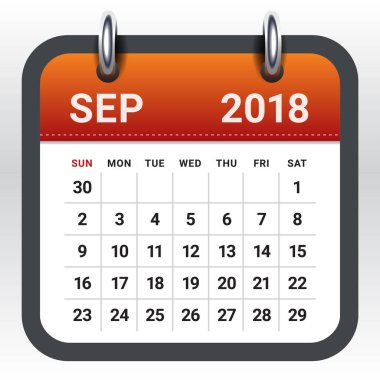 Eylül 2018 takvim vektör çizim