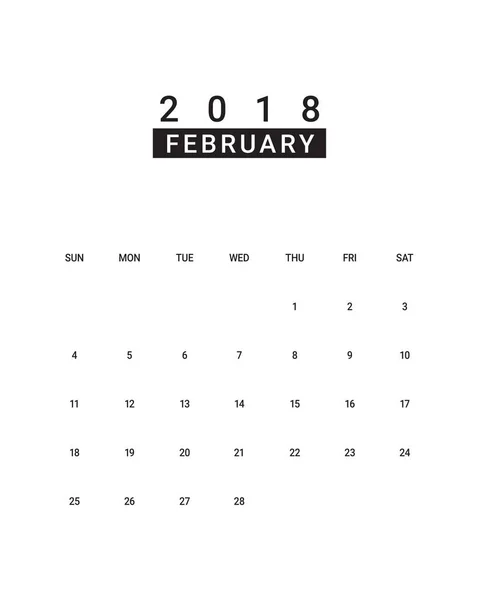 Febrero 2018 escritorio calendario vector ilustración — Vector de stock