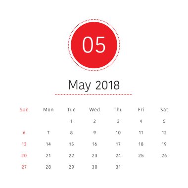 2018 masa takvimi illüstrasyon vektör