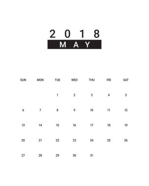 2018 masa takvimi illüstrasyon vektör