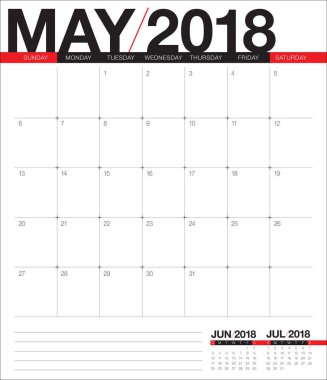 2018 planlayıcısı vektör çizim takvimi