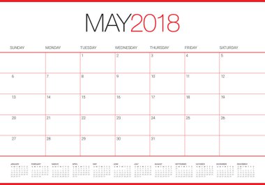 2018 planlayıcısı vektör çizim takvimi