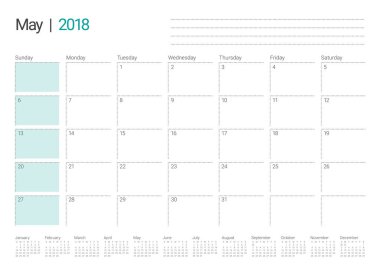 2018 planlayıcısı vektör çizim takvimi